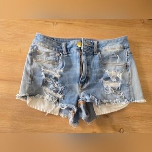 American Eagle Outfitters Light Blue Distressed Denim Shorts